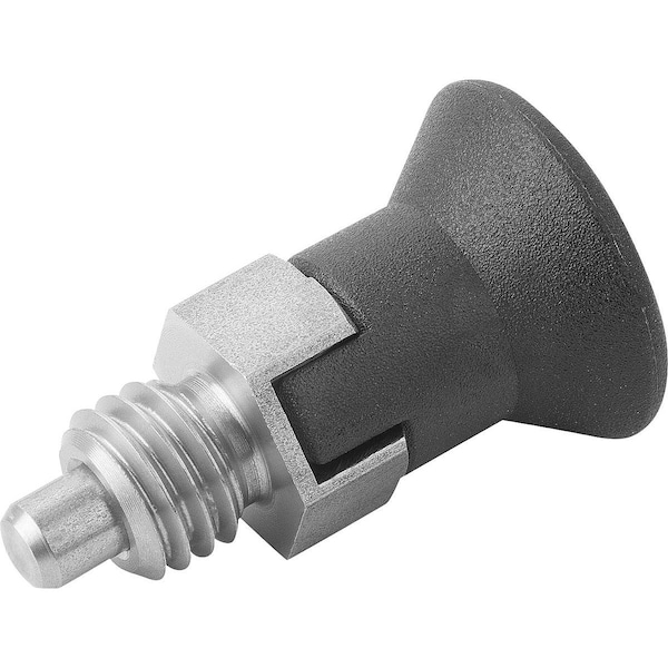 Indexing Plunger Eco Short Vers Size:3 D1=M16, D=8, Form:C, Stainless Not Hardened, Comp: Plastic